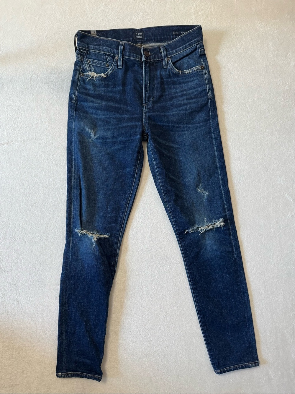 Citizens Of Humanity Indigo Distressed Skinny Jeans size 25